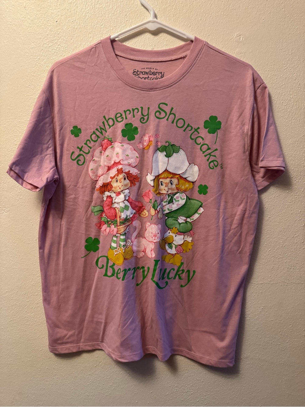 Strawberry Shortcake St Patricks Day Berry Lucky Pink Graphic Tee Shirt Size S